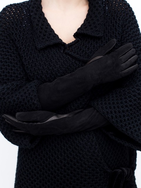 Длинные перчатки ELEGANZZA (Элеганза) IS5003shelk Черный фото №3 01-00004211
